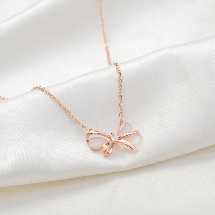Women's Korean Style Fashionable Luxury Bow Necklace Women Jewelry Gift