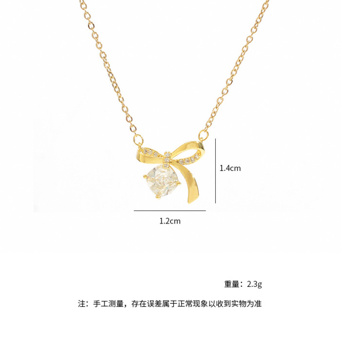 Wholesale Zircon Bow Necklace Female Clavicle Chain Ornament Jewelry Gift