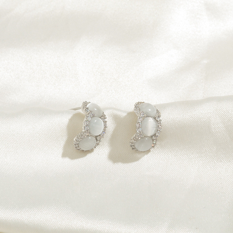 Wholesale Sterling Silver Needle Opal Earrings New Studs Women Earring Jewelry Gift