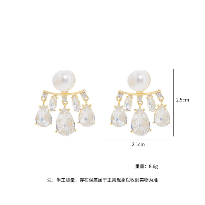 Wholesale New OL Zircon Women Earring Sterling Silver Needle Pearl Earrings Ear Studs Jewelry Gift