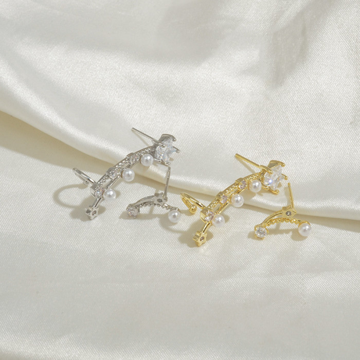 Wholesale New OL Zircon Cute Women Earring Sterling Silver Needle Earrings Ear Studs Jewelry Gift