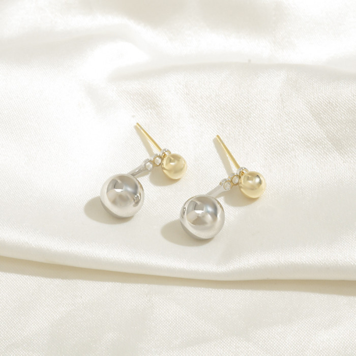 Wholesale Earrings Sterling Silver Needle Dual-Wear Two-Tone Earrings Ear Studs Jewelry Gift