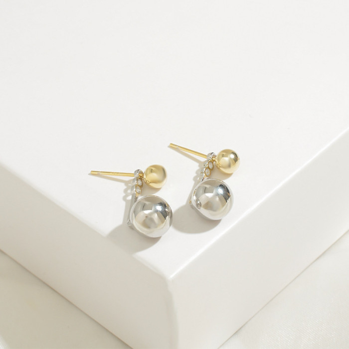 Wholesale Earrings Sterling Silver Needle Dual-Wear Two-Tone Earrings Ear Studs Jewelry Gift
