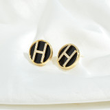 Wholesale Zircon Earrings Sterling Silver Needle H Alphabet Letter Earrings Women Girl Earrings Jewelry Gift