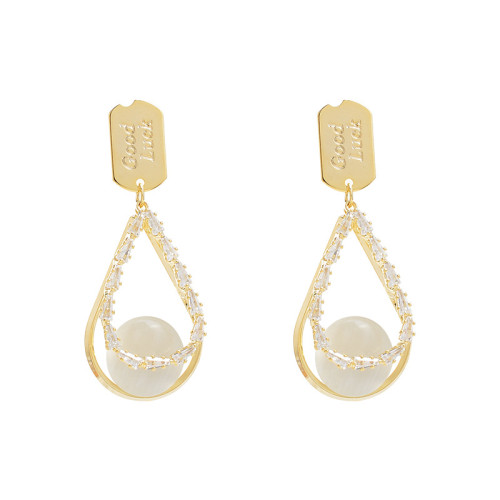 Opal Earrings Women Sterling Silver Needle Personalized Exaggerated Fashion Drop Earrings Ornament Jewelry