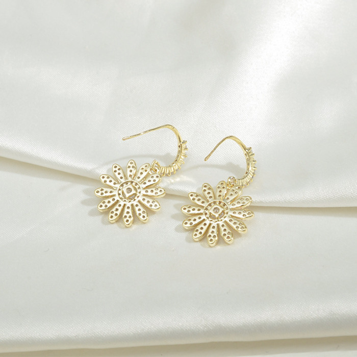 Wholesale Sterling Silver Needle Zircon Promotion Sun Ring Earrings For Women Earrings Ear Studs Women Jewelry Gift