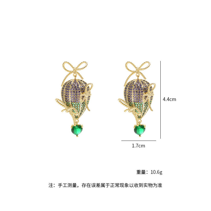 Wholesale Colorful Zircon Bow Earrings Sterling Silver Needle Heart-Shaped Earrings Stud Earrings For Women Jewelry Gift