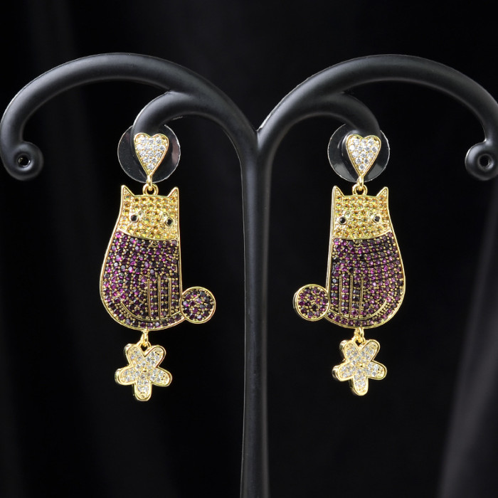 Wholesale Color Heart-Shaped Zircon Earrings Women Girl Sterling Silver Needle Petal Stud Earrings Jewelry Gift