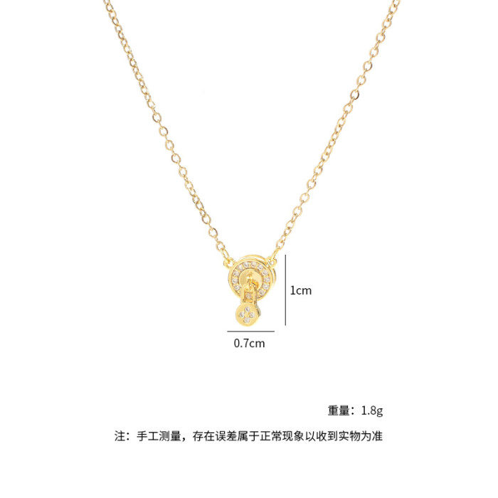 Wholesale Zircon Promotion Lock Necklace Female Light Luxury Clavicle Chain Student Unique Necklace Jewelry Gift