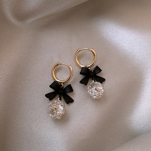 Wholesale Black Bow Ear Female Ring New Earrings Eardrops Jewelry Gift