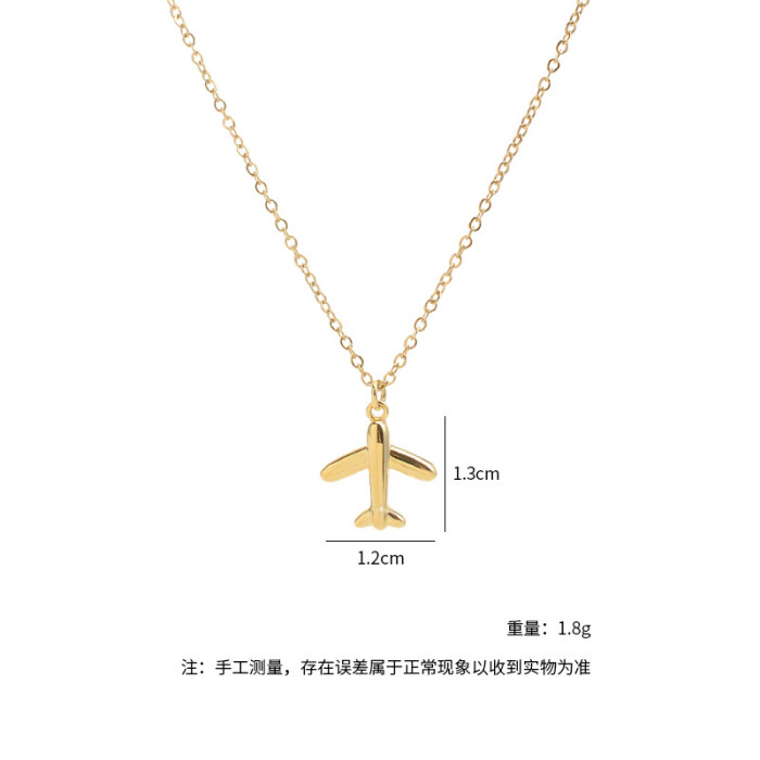 Wholesale Electroplated Real Gold Aircraft Necklace Female Ornament Jewelry Gift