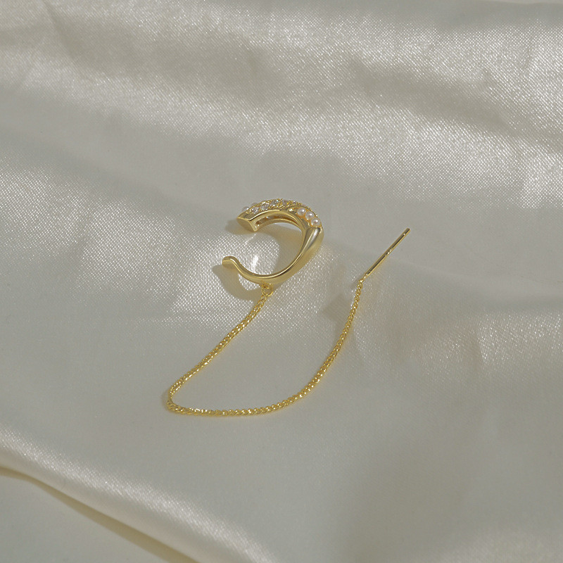 Pearl String Women's Long Fringe Earrings Fashion  925 Silver Pin Earrings Jewelry Gift E099