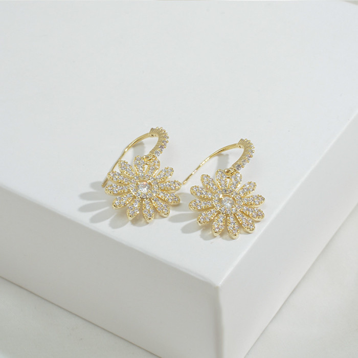Wholesale Sterling Silver Needle Zircon Promotion Sun Ring Earrings For Women Earrings Ear Studs Women Jewelry Gift