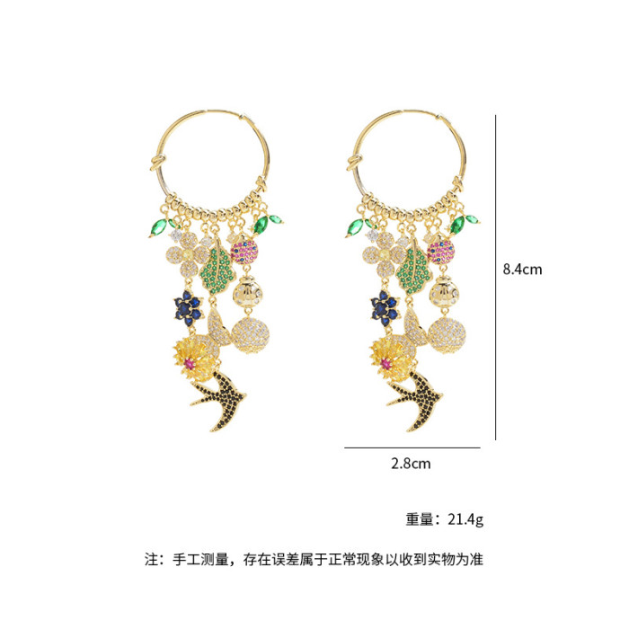 Wholesale Colorful Zircon Butterfly Petal Earrings For Women Sterling Silver Needle Earrings Ear Studs Jewelry Gift
