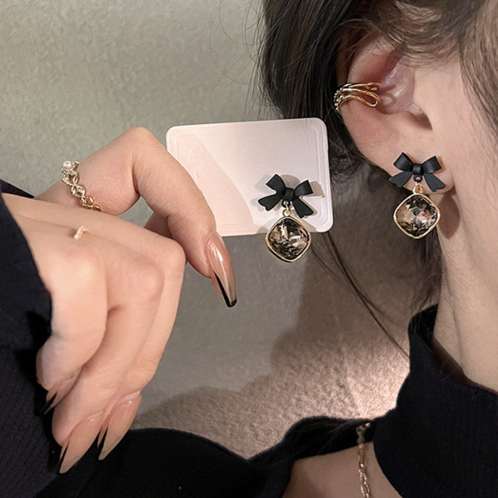 Wholesale Bow Women Earring Sterling Silver Needle Earrings Ear Studs Jewelry Gift