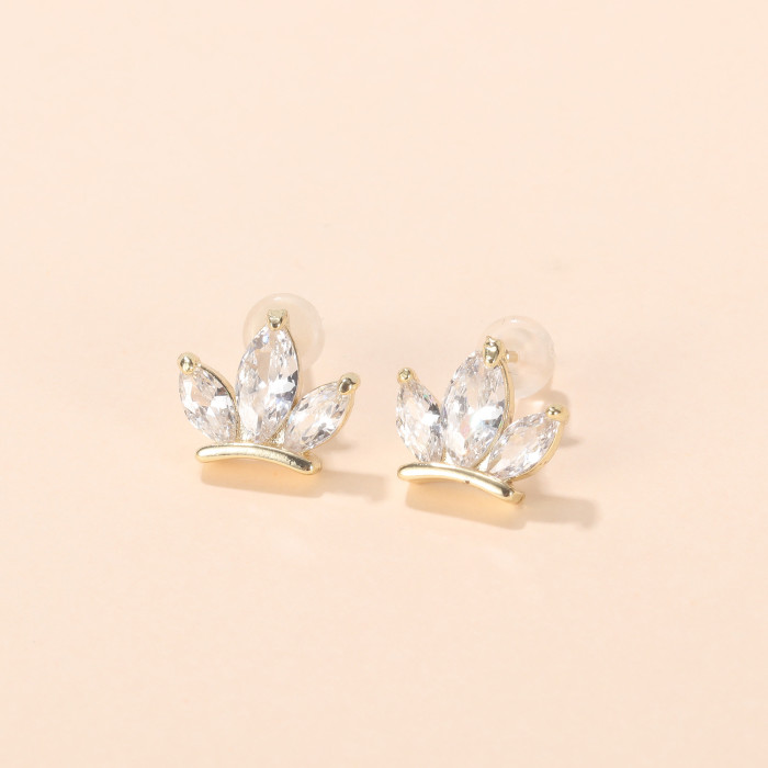 Wholesale Ornament Zircon Leaves Earrings New Earrings Fashion Jewelry Gift