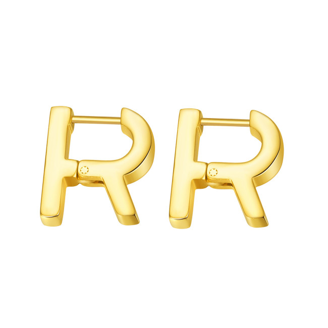 Wholesale Ornament Letter R Stainless Steel Studs Earrings Unisex Fashion Jewelry Gift