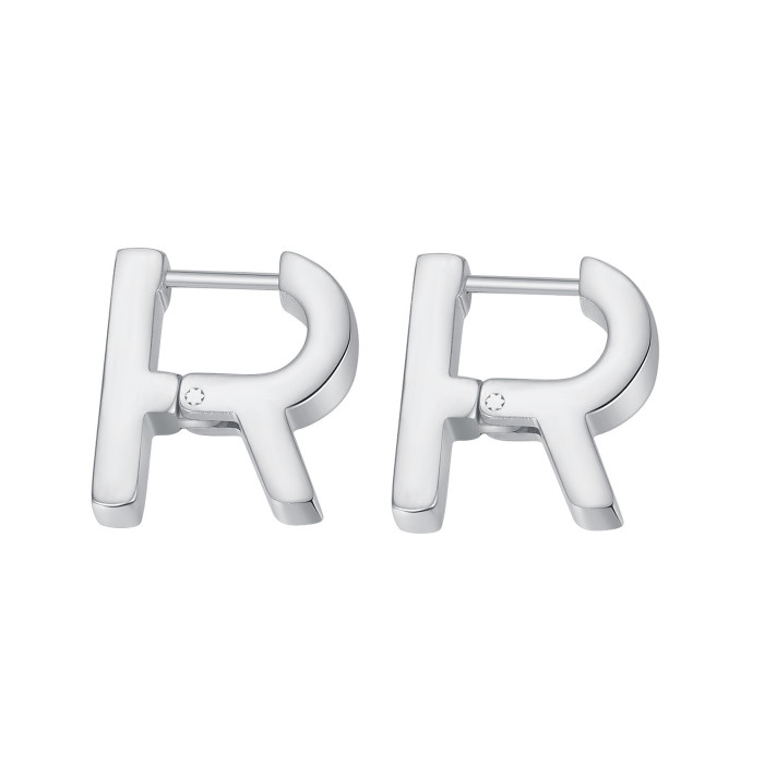 Wholesale Ornament Letter R Stainless Steel Studs Earrings Unisex Fashion Jewelry Gift