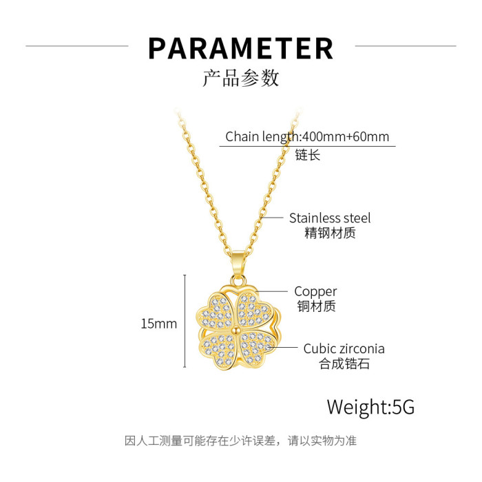 Wholesale Ornament  Clover Copper Pendant Inlaid Zircon Clavicle Chain Necklace For Women Fashion Jewelry Gift
