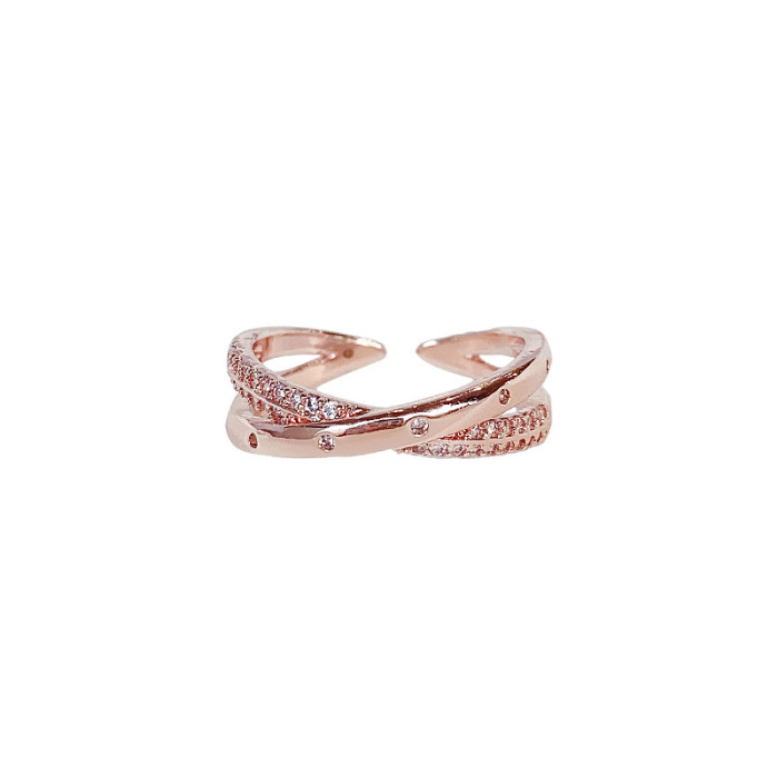Wholesale Zircon Ring Metal Cross Open Ring Bracelet Dropshipping Jewelry Gift