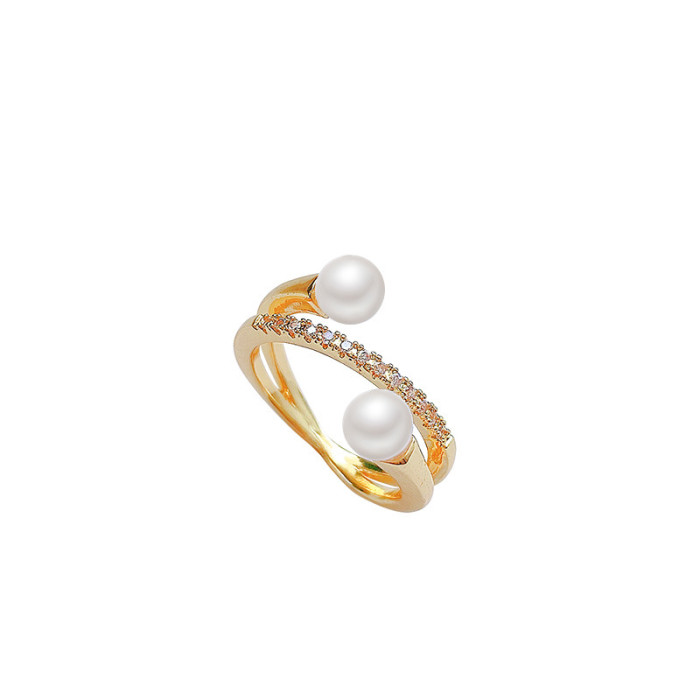 Wholesale Pearl Ring Women Girl Lady Fashionable Adjust Finger Ring Dropshipping Jewelry Gift
