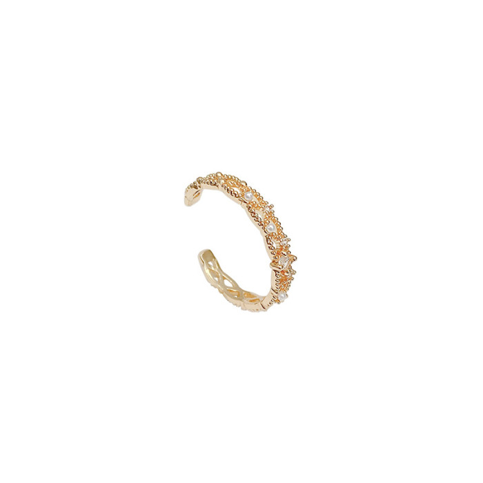 Wholesale Ring Women's Fashion Zircon Forefinger Ring Adjust Open Pearl Bracelet Jewelry Gift