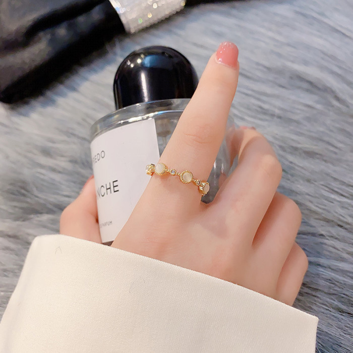 Wholesale Pearl round Ring Female Women Girl Stylish Adjust Opening Ring Jewelry Gift