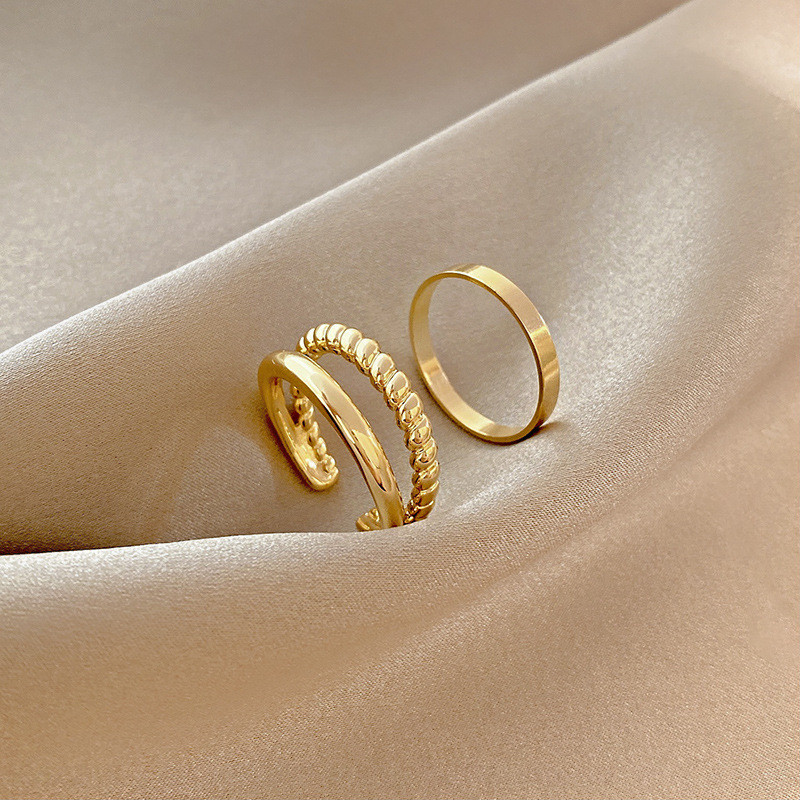 Wholesale Fashion Ring Two-Piece Set Simple Bracelet Forefinger Ring Twist Bracelet Jewelry Gift
