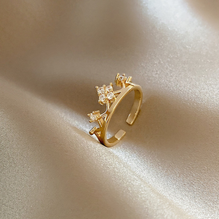 Wholesale Crown Adjust Open Ring Female Women Girl Index Finger Ring Little Finger Ring Jewelry Gift