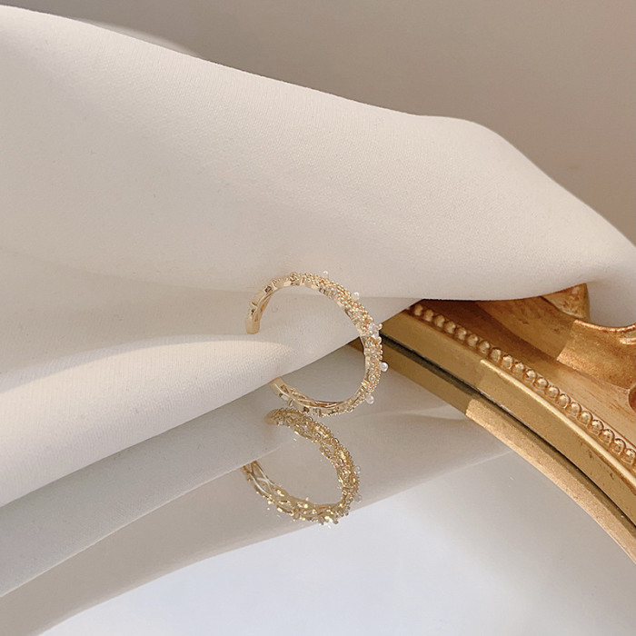 Wholesale Ring Women's Fashion Zircon Forefinger Ring Adjust Open Pearl Bracelet Jewelry Gift