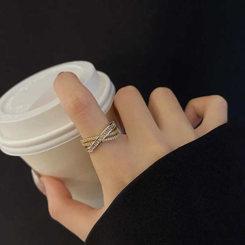 Wholesale Zircon Cross Ring Female Women Girl Index Finger Rings Jewelry Gift