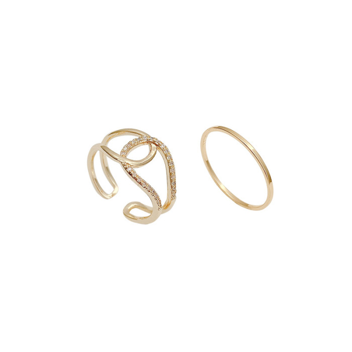 Wholesale Two-Piece Set Simple Bracelet Adjust Open Cross Ring Female Women Girl Ring Jewelry Gift