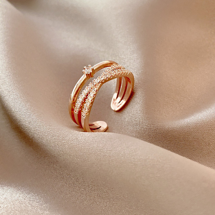 Wholesale Cross Zircon Ring Women Index Finger Ring Adjust Open Adjustable Finger Ring Jewelry Gift