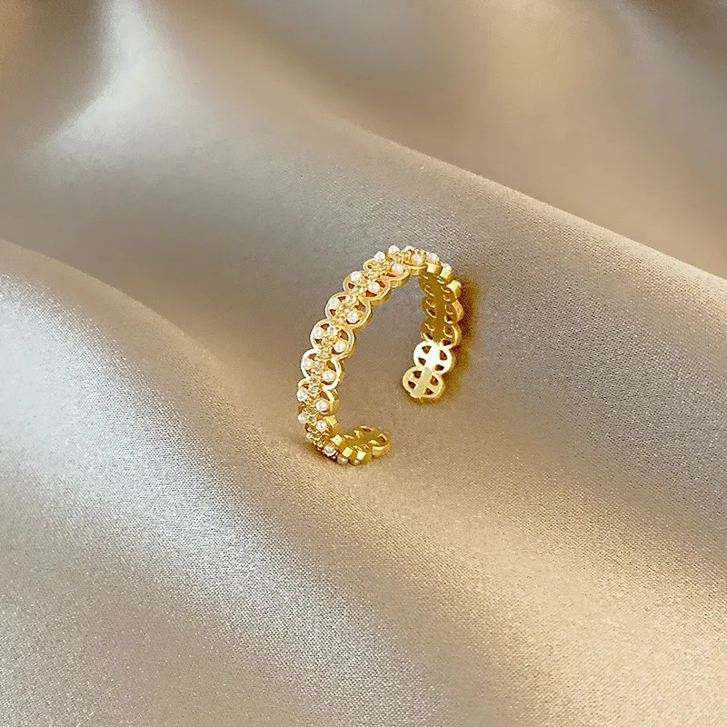 Wholesale Pearl Ring Female Women Girl Adjust Open Ring Hand  Jewelry Jewelry Gift