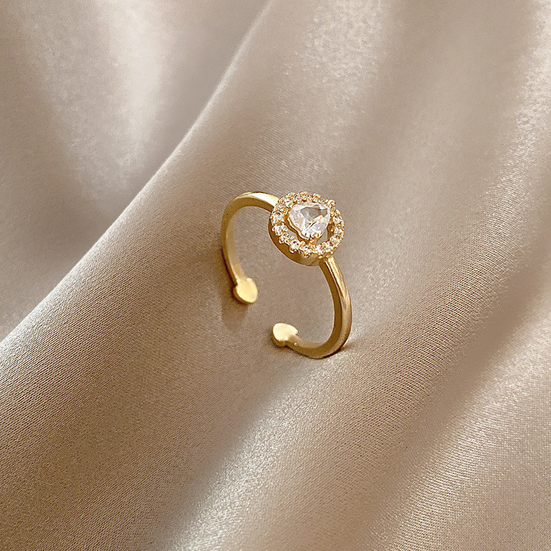 Loving Heart Zircon Open Adjust Adjustable Ring Female Ring Fashion Ring