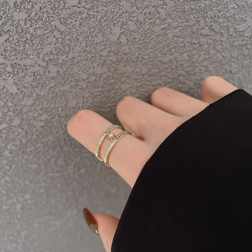 Fashion Dual Layer Open Adjust-End Eight Awn Star Ring Female Forefinger Ring