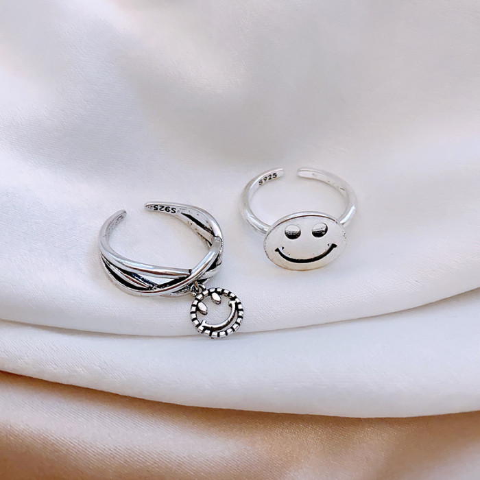 Smiling Face Open Adjusting Adjustable Ring Female Fashionable Index Finger Ring Little Finger Ring