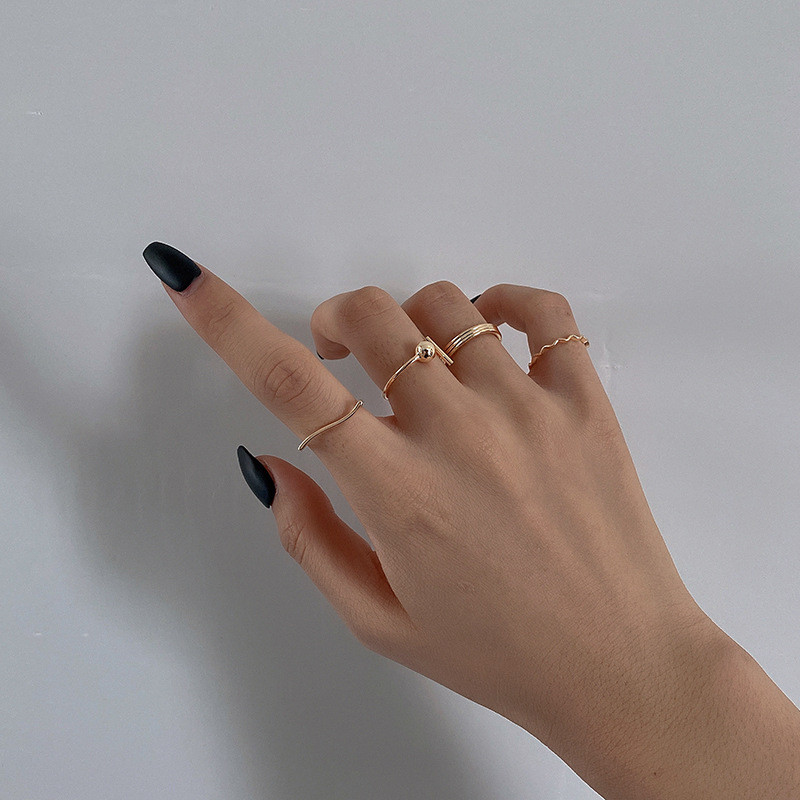 Four-Piece Set Set Rings Fashionable Index Finger Ring Simple Bracelet Ring