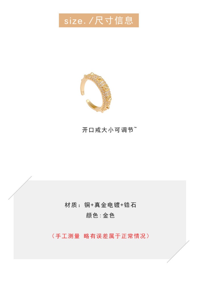 Open Adjust-End Zircon Ring Adjustable Ring Female Hand Jewelry