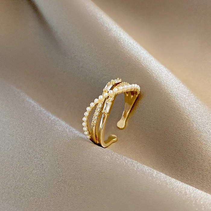 Pearl Open Adjusting Adjustable Ring Female Fashionable Index Finger Ring
