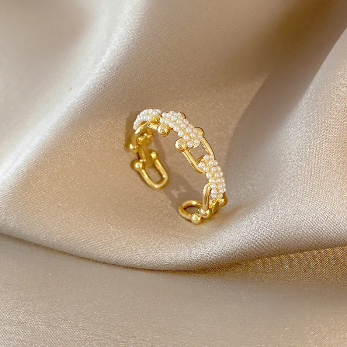 U-Shaped Pearl Ring Female Open Adjusting Finger Wholesale