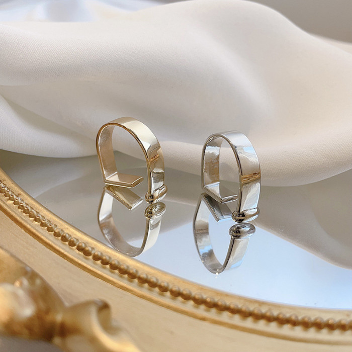 Glossy Letter D-Shaped Open Adjust Ring Stylish Index Finger Ring Bracelet