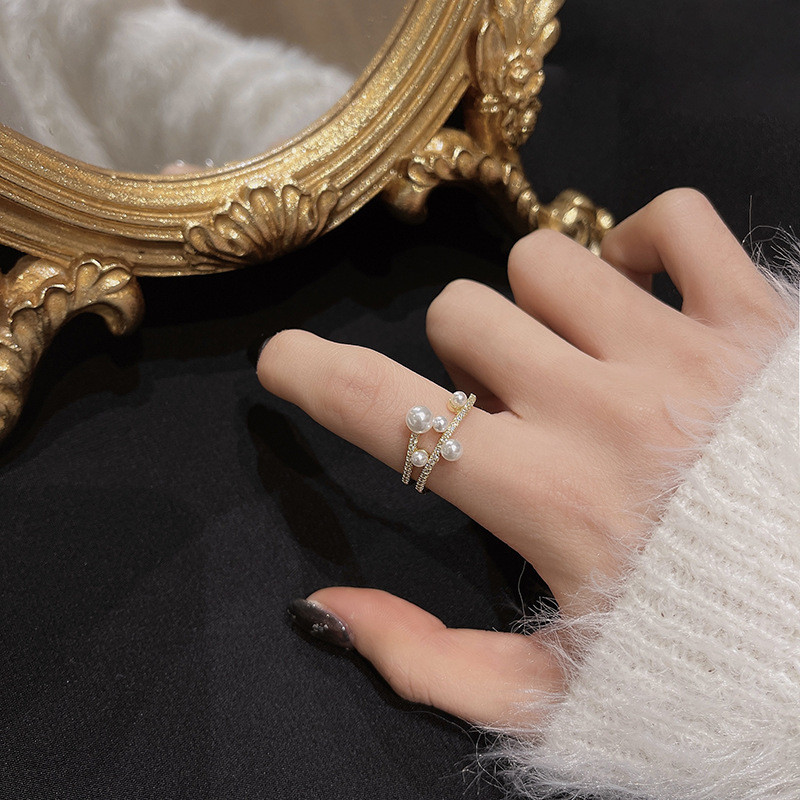 Adjustable Open Adjusting Ring Female Fashion Pearl Index Finger Ring
