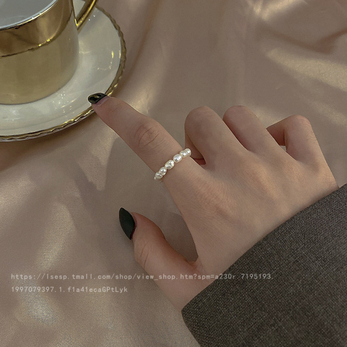 Handmade Irregular Pearl Winding Ring Female Index Finger Ring