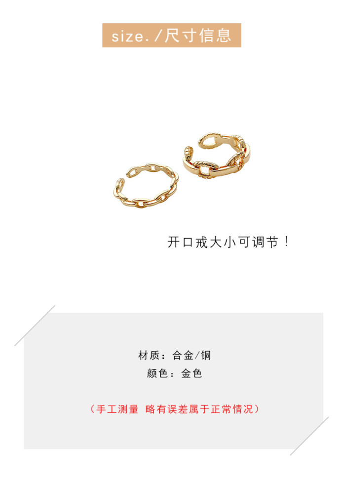 Real Gold Plating Open Adjust Ring Fashion Suit Ring