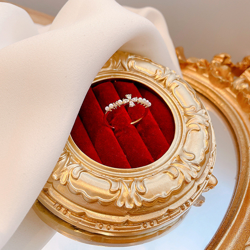 Pearl Zircon Open Adjusting Adjustable Ring Female Fashion Ring Index Finger Ring