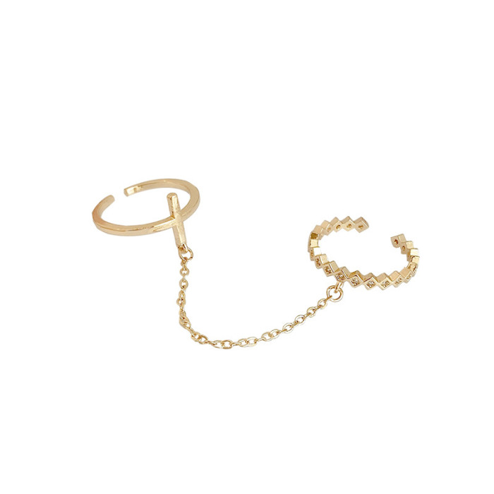 Chain Cross Open Adjust Ring Fashion Forefinger Ring Women's Jewelry