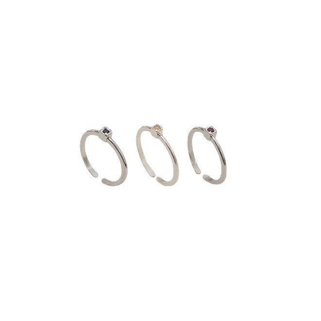 Stylish Open Adjusting Ring Female Square Zircon Forefinger Ring