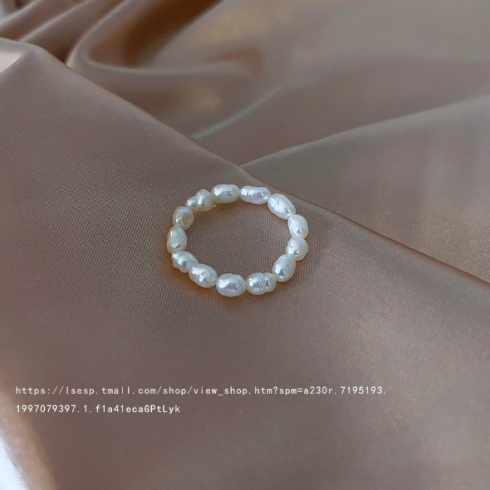 Handmade Irregular Pearl Winding Ring Female Index Finger Ring