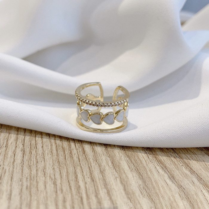 Ring Female Heart-Shaped Fashionable Index Finger Ring Multi-Layer Open Adjust Ring
